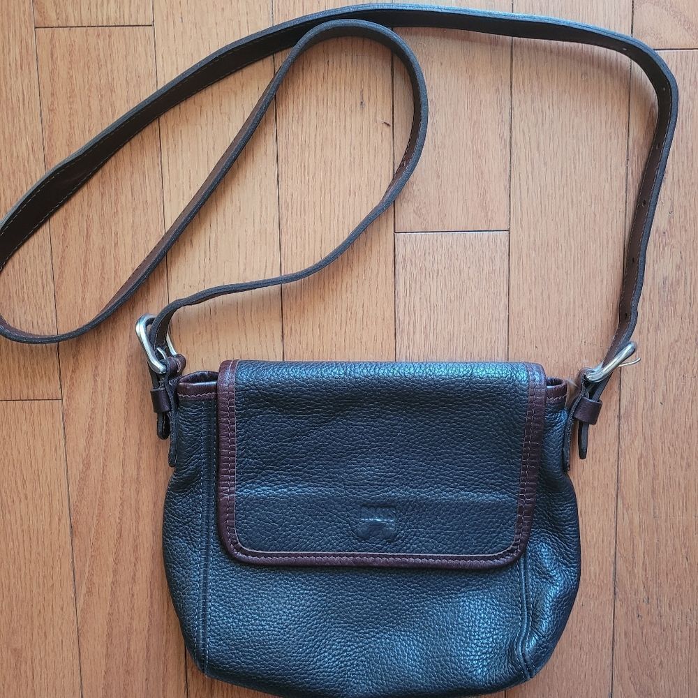 Roots Genuine Leather Crossbody Bag (Dark Brown)